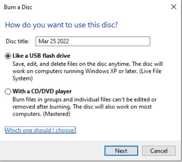 Burn A Disc File Explorer