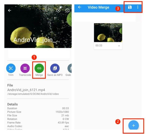 Kombinieren Sie Videos mit der Vidtrim-App