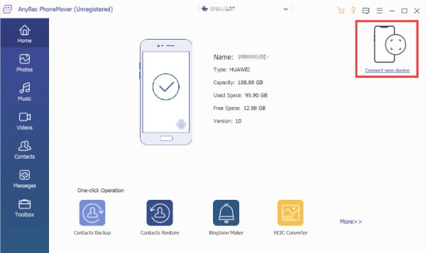 Connecter un nouvel appareil AnyRec