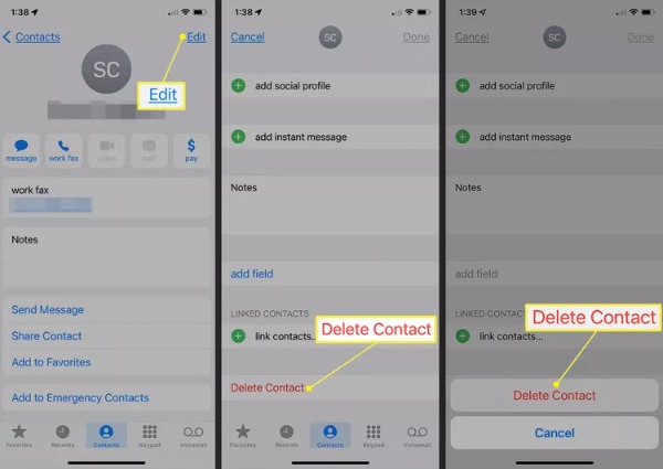 Delete Single Contact on iPhone