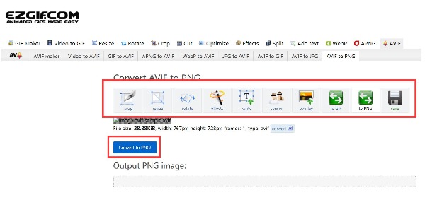 Ezgif Konverter AVIF til PNG 