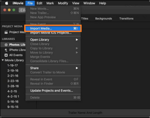 ייבוא iMovie
