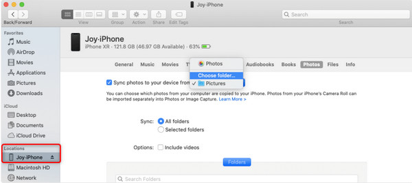 iTunes Choose Folder