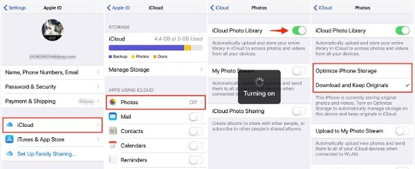 Mover fotos do iPhone para o iCloud