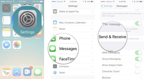 Ouvrir des messages sur iPhone