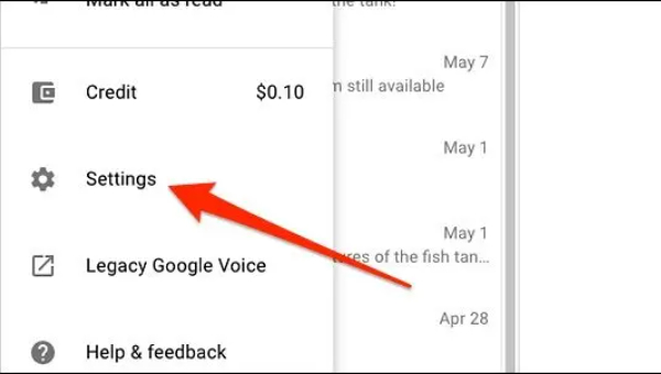 Open de instellingen op Google Voice