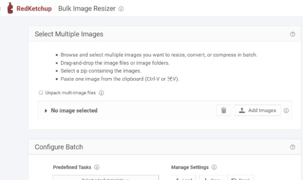 Giao diện Redketchup Bulk Image Resizer