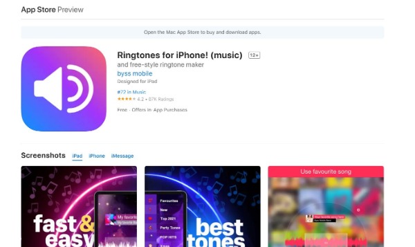 Ringtones for iPhone Music Interface