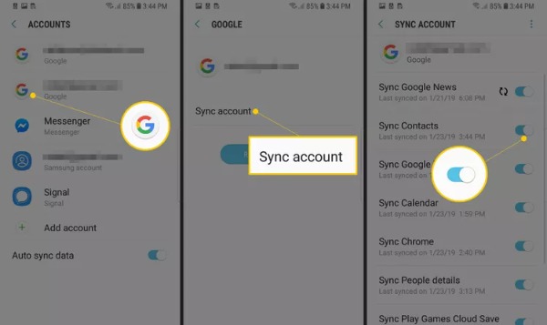 Synchronizuj kontakty na Androidzie z kontem Google