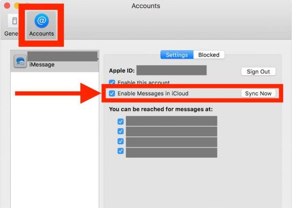 Synchroniser le message avec iCloud