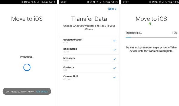 Transférer des contacts d'Android vers iPhone avec Move to iOS