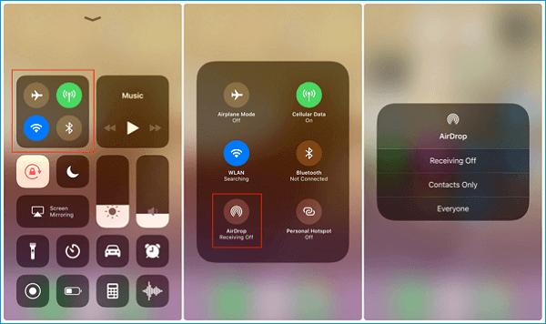 Turn on Airdrop from Control Center