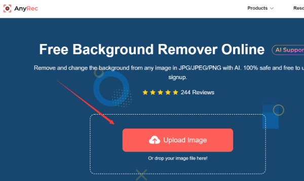 Upload Files AnyRec Remove White Background
