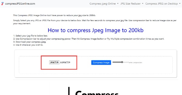 Carica immagini Comprimi JPEG online