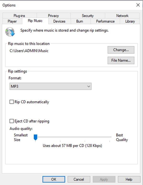 Windows Media Player Organize Options Rip Music