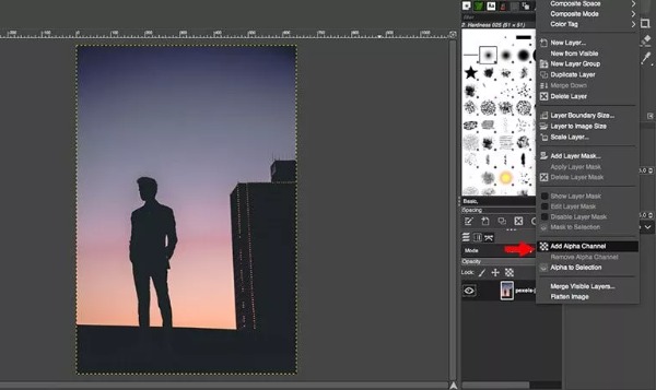 Dodajte Alpha Channel Gimp