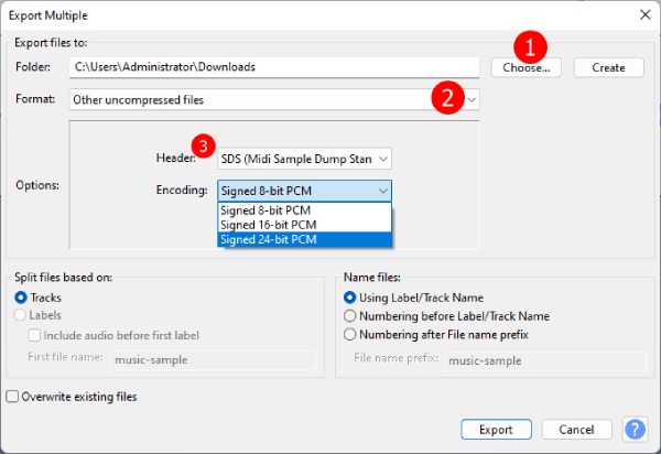 Adjust Export Settings for Midi