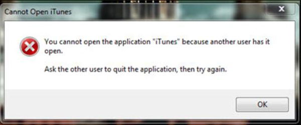 Cannot Open iTunes Error Message