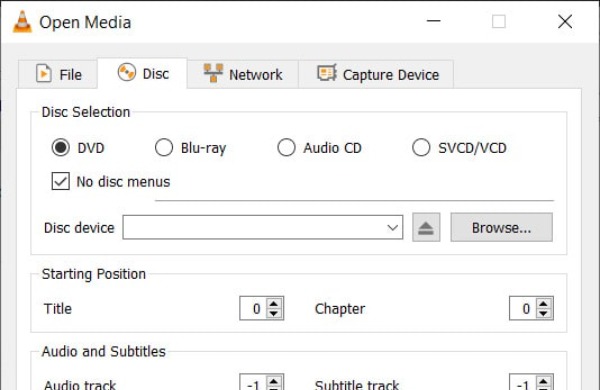 Choose DVD File VLC