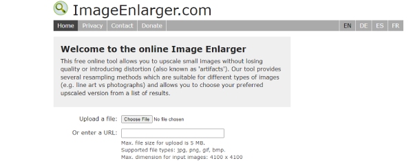 Escolha o arquivo no ImageEnlarger