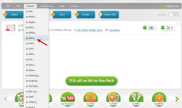 Convert DVD to MP4 Freemake Video Converter