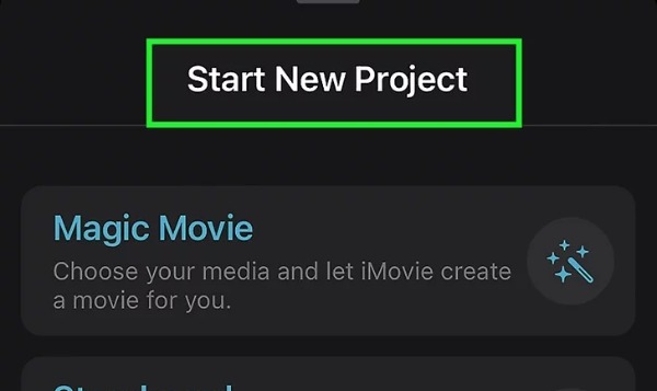 Create New Project iMovie