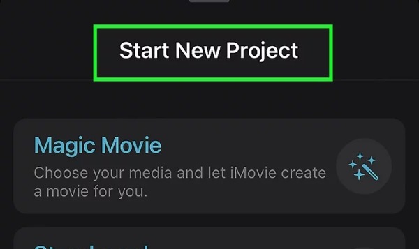 Criar Novo Projeto iMovie