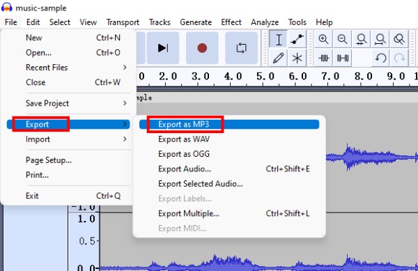 Exportujte Midi do MP3 v Audicity