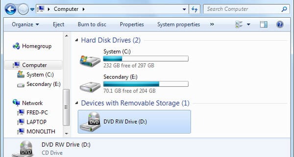 DVD 드라이브 찾기
