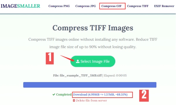TIFF-afbeeldingen comprimeren op ImageSmaller