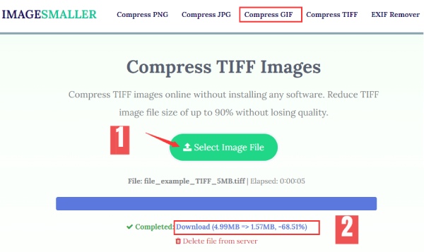 TIFF képek tömörítése az ImageSmaller alkalmazásban