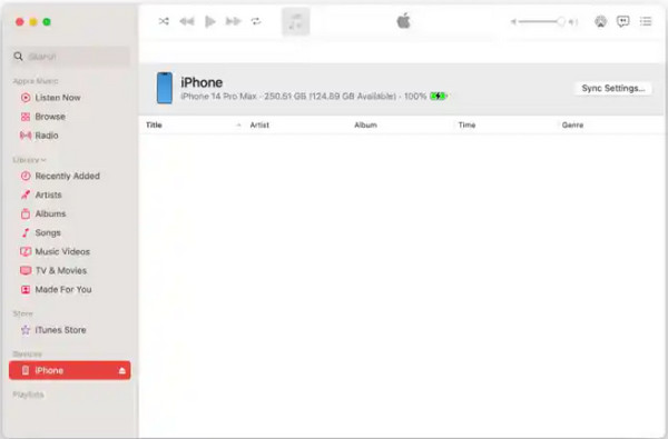 iTunes iPhone sidefelt