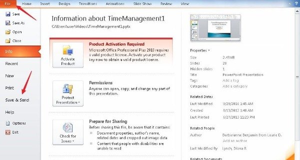 PowerPoint Αποθήκευση και αποστολή