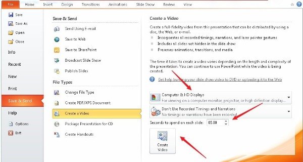 PowerPoint התחל ליצור וידאו