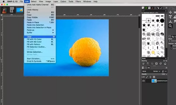 Remove Background With Select by Color Tool Gimp