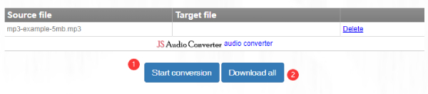 Avvia la conversione e il download