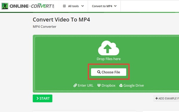 Carica file online Converti