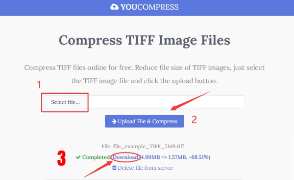 YouCompress TIFF छवि फ़ाइलों को संपीड़ित करें