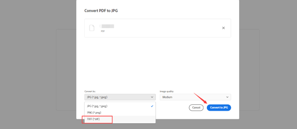 Adobe Acrobat Online Converteer PDF naar TIFF
