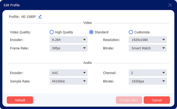 AnyRec 사용자 정의 프로필 WebM에서 MOV로