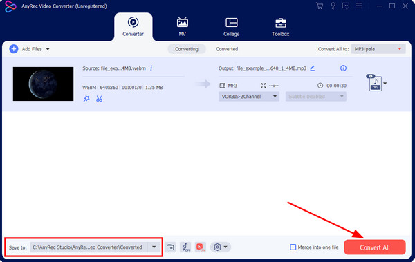 AnyRec Salvar para converter WebM em MOV