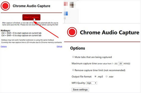 Capture audio pour Chrome