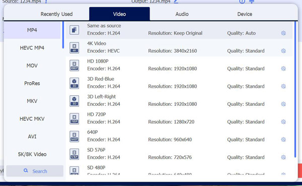 Pilih Format Video