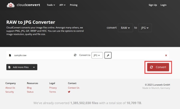 Konvertera fil Cloudconvert