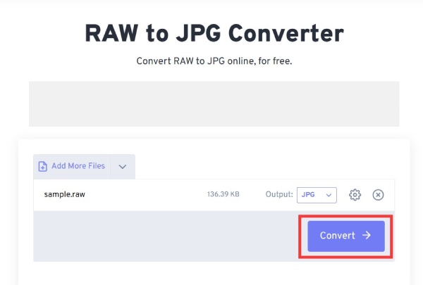 Covert Raw to JPG with Freeconvert