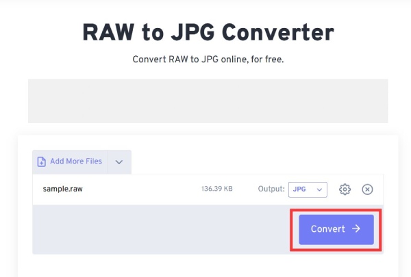 Converti Raw in JPG con Freeconvert