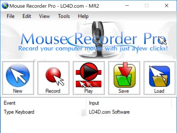 Interface de l'enregistreur de souris Pro 2