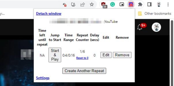 Video Looper -laajennus Google Chrome
