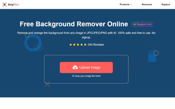 AnyRec Free Background Remover Online Interface