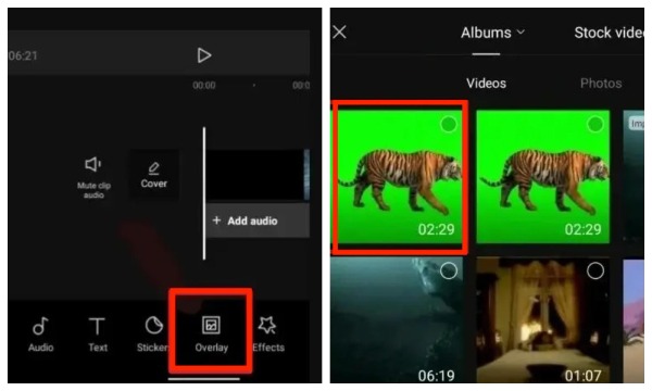 Choose Overlay to Add Green Screen Video CapCut